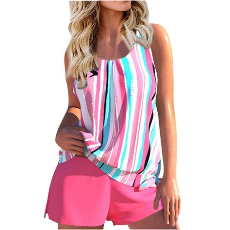 ICHUANYI Womens Two Piece Swimsuits Print Bikini Sets Tankinis Swimwear ...