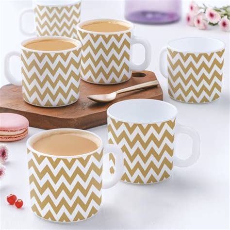 Larah by BOROSIL Vintage Opalware Tea/Coffee Mug Set of 6 pcs 180 ml ...