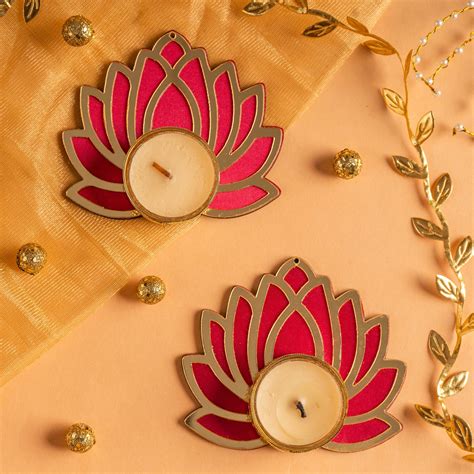 Lotus T-light Holder(Pink) | Set of 2 – The Zappy Box