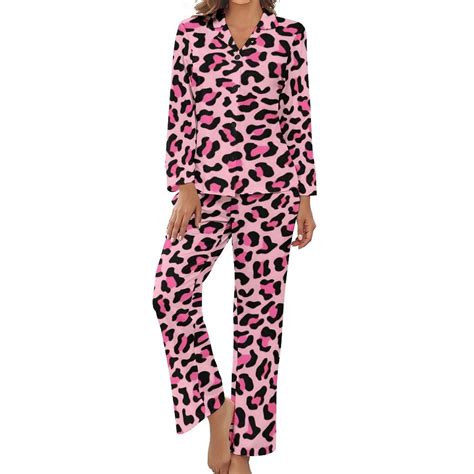Animal Cheetah Print Pajamas Woman Vintage Pajamas Set 2 Piece Long ...