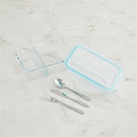 Buy Palestine Glass Lunch Box with Cutlery from Home Centre at just INR ...