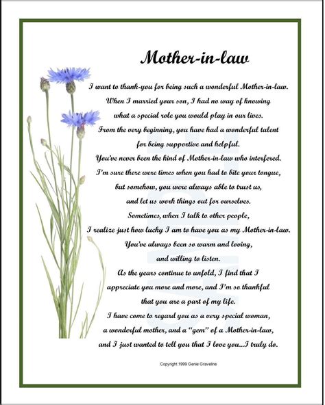 Mother in Law Poem, DIGITAL DOWNLOAD, to Mother in Law From Daughter in ...
