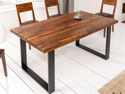Marwar Wooden Craft Solid Sheesham Wood Dining Table With Iron Frame ...