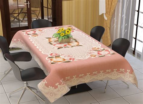 Buy HOMECROWN Cotton Blend 6 Seater Dining Table Cover Floral Net ...