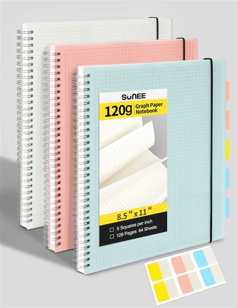 Mua Graph Paper Notebook - 3 Pack Large Spiral Grid Notebook, 8.5" x 11 ...