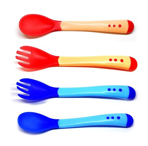 THE LITTLE LOOKERS Silicone Baby Spoons Set with Tip Heat Sensitive ...