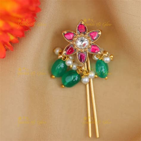 Exquisite Floral Jadau Hairpin - Sparkle & Glow – Sparkle and Glow