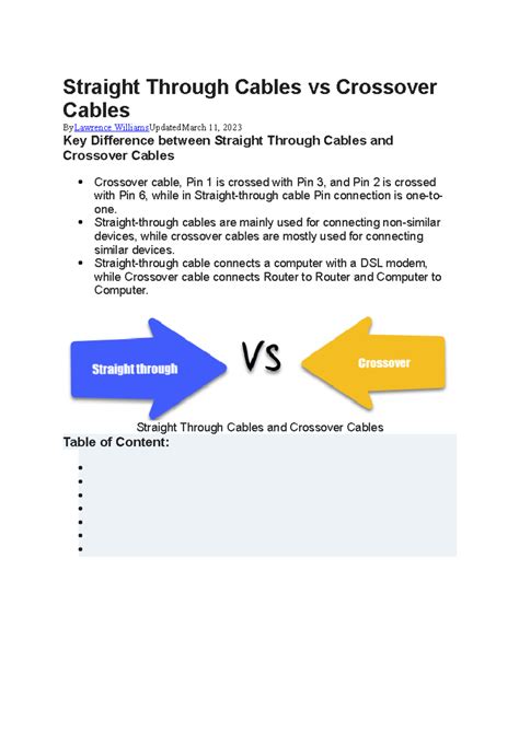 Straight Through Cables vs Crossover Cables - Straight Through Cables ...