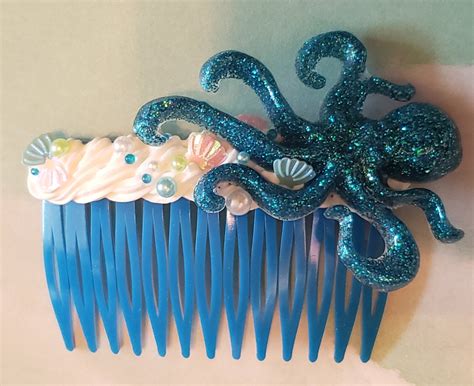 Buy Blue Resin Octopus,with Sea Shells, Beads & Whip, Decorative Hair ...