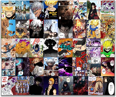 VEENSHI set of 40 manga style collage for walls 300 GSM thick paper A4 ...
