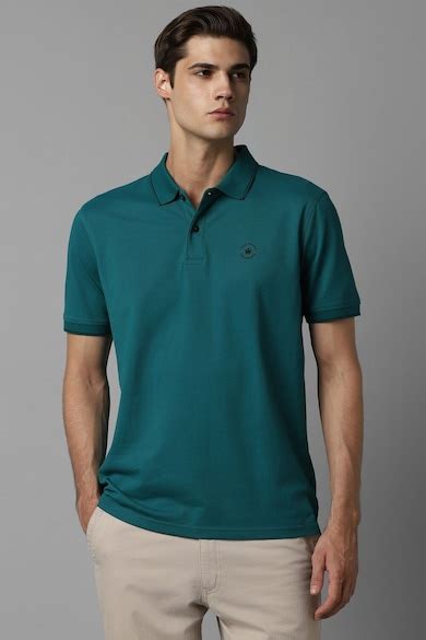 Buy Men Green Solid Polo Neck T-shirt Online - 927548 | Louis Philippe