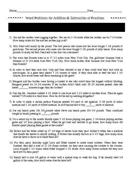 Image result for Addition Subtraction Fraction Word Problems