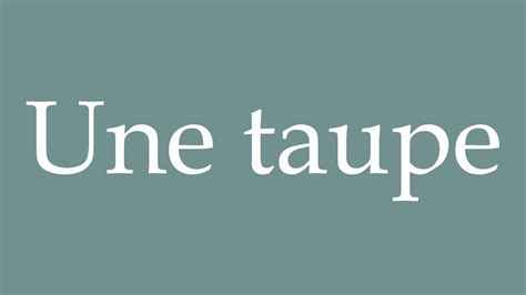 How to Pronounce ''Une taupe'' (A mole) Correctly in French - YouTube