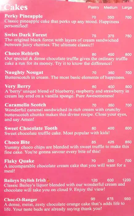 Menu at Cake Tree, Mumbai, 47 Centrium Mall