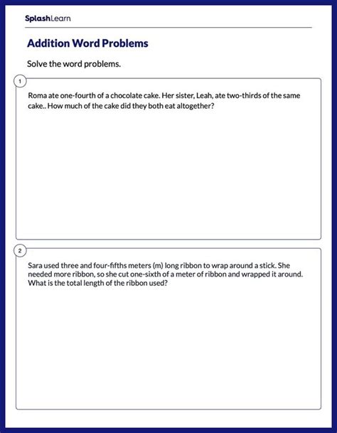 Adding Fractions Word Problems 3rd Grade 的图像结果