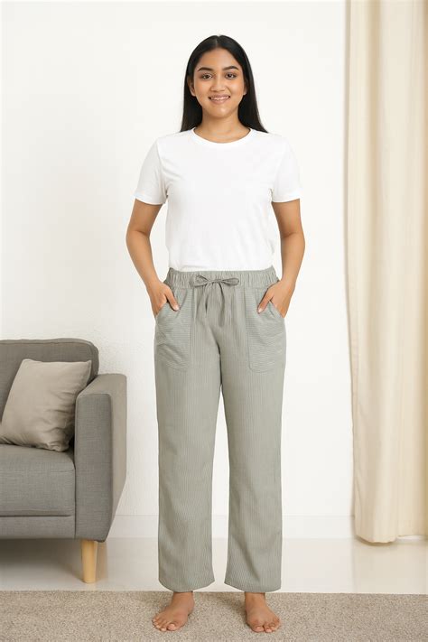 Cupid striped 100% cotton pant pajamas for women pastel green – Cupid ...