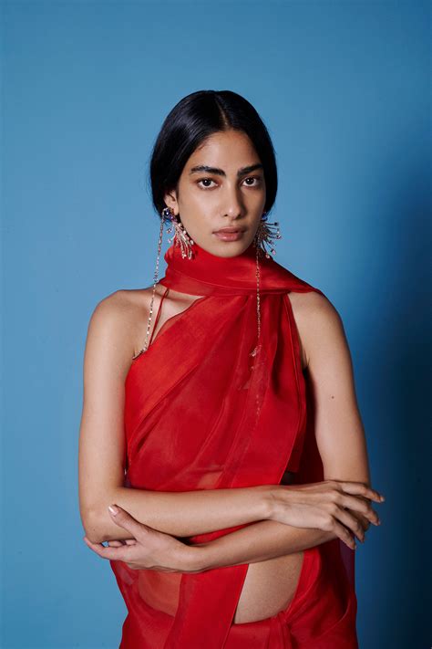 Ekaya - Handwoven Ruby Red Organza Sari - Elahe