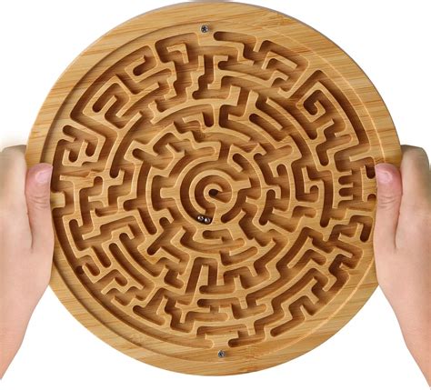 Amazon.com: Round Wooden Labyrinth Board Game - Marble Maze for ...