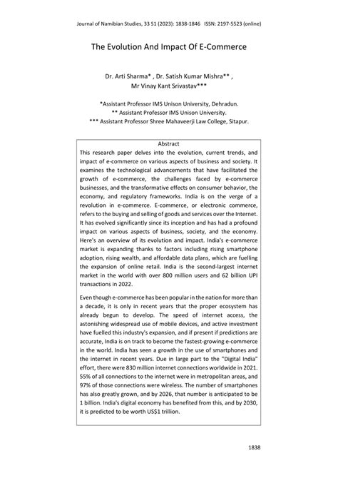 (PDF) The Evolution And Impact Of E-Commerce