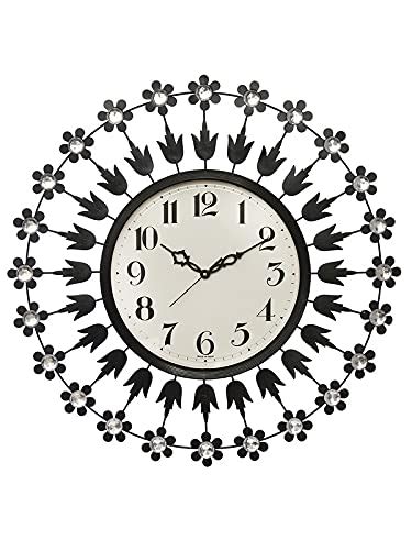 Buy CHRONIKLE Beautiful Analog Floral Design Round Diamond Studded Home ...