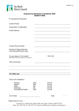 Fillable Online Engineering Standards & Guidelines 2006 ORDER FORM Fax ...