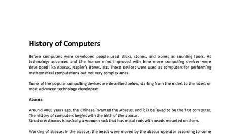 History of Computers: From Abacus to Modern Tech (IP UNIT-1) - Studocu