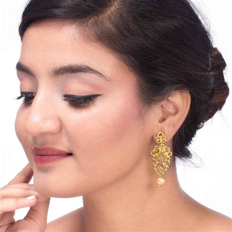 Gold Plated Filigree Drop Earrings – VOYLLA