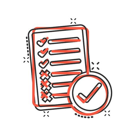 Document checklist icoon in comic stijl Rapport cartoon vector ...