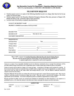 Fillable Online sbcounty File Review Request - County of San Bernardino ...