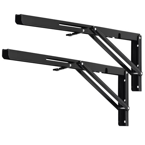 Buy YUMORE Folding Shelf Brackets, 20 Inch Heavy Duty L Bracket, Black ...
