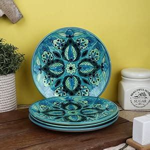 Buy VarEesha Vrinda Green Ceramic Full Plates Set of 4 Online at Low ...
