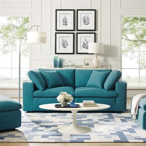 ES ESPINHO Stella Solid Sal Wood Fabric Upholstered 2 Seater Sofa Set ...