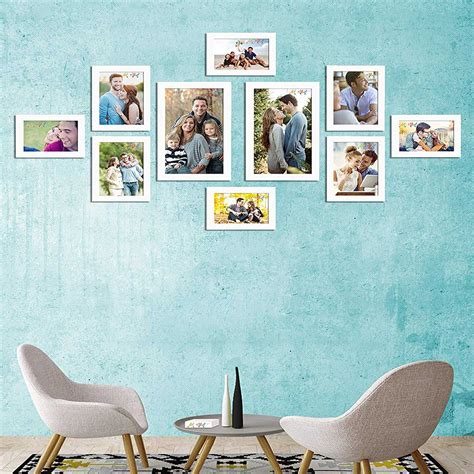 10 Individual White Wall Photo Frames Wall Decor Set ( Sizes 4" x 6 ...