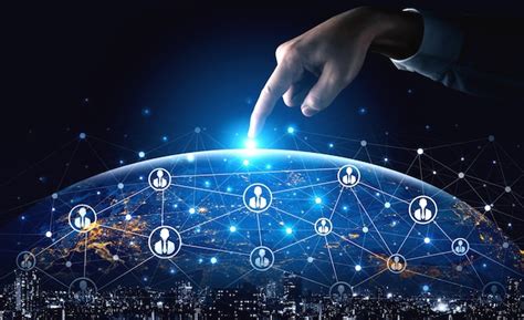 People network and global communication concept. business people with ...