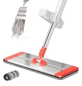 NORIDY Microfiber Flat Mop for Floor Cleaning Self Wringing Stainless ...