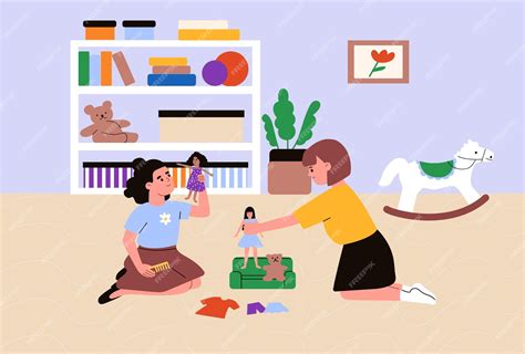 Dos niñas jugando con muñecas teddy sisters en casa kids in nursery ...