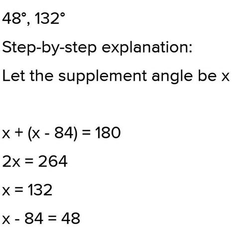 An angle measures 84° less than the measure of its complementary angle ...