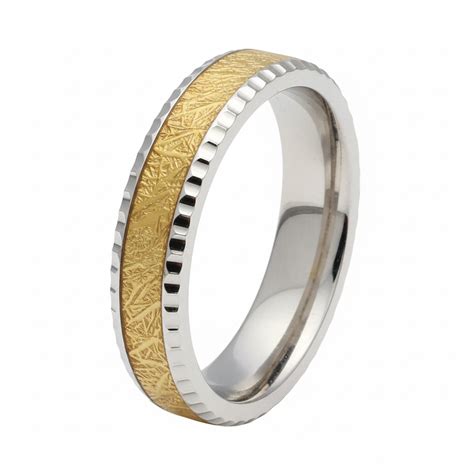 Silver Meteorite Golden Texture Band For Him – Silzze