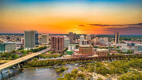 Download Richmond Skyline Sunset Aerial View Wallpaper | Wallpapers.com