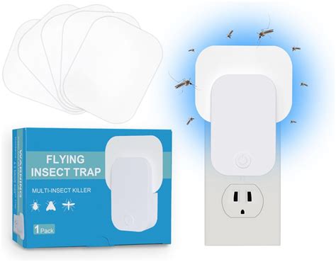 Indoor Flying Insect Trap, Plug-in Bug Zapper Light, Mosquito Fly Gnat ...