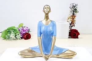 Buy JAIPUR ACE Yoga Lady Polyresin Face Up Blue Themed Statue ...