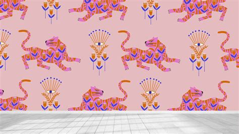 Tiger Folk Pattern Wallpaper – Myindianthings