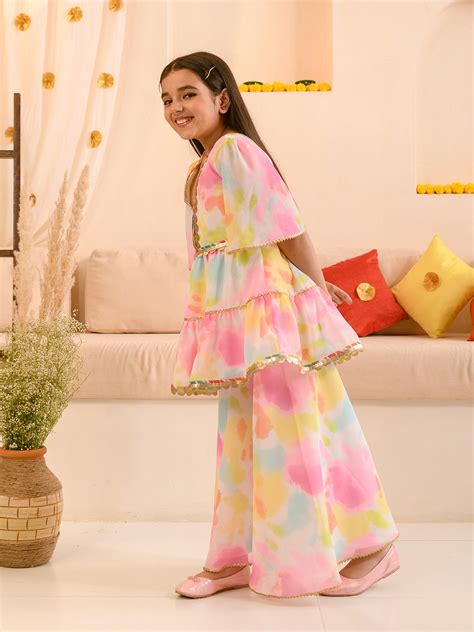 Buy Pink Abstract Printed Sequinned Regular A-Line Kurta