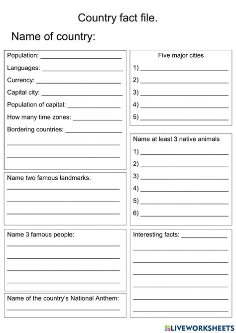 Country Fact File Worksheet 的图像结果