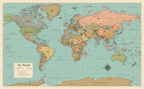 Buy World Chart [Tan/Color] (LAMINATED, 18” x 29”) Online at ...