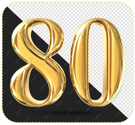 Premium PSD | Number 80 3D Rendering