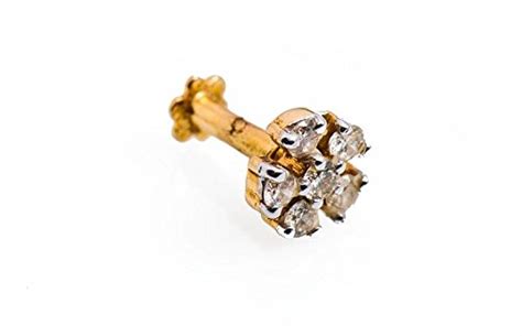 Buy 18KT Gold And Diamond Floral Nose Pin For Women at Amazon.in