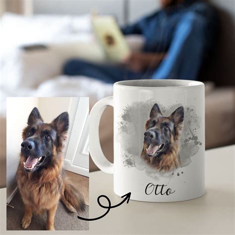 Personalized Dog Portrait Mug: Custom Pet Photo Coffee Cup - Etsy UK ...
