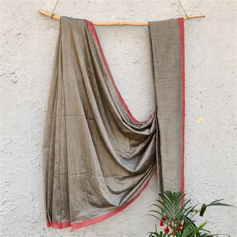 PIKU - Ash With Maroon Border – Sanskruti