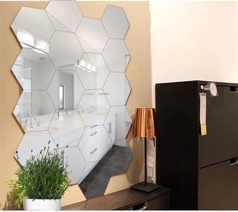 Buy Bikri Kendra Ind - Hexagon 20 Silver Mirror Stickers for Wall ...